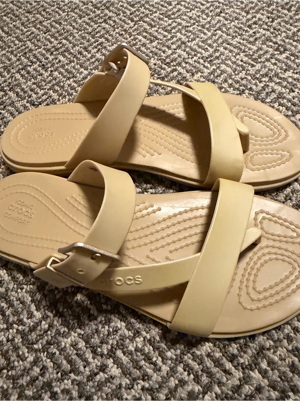 Crocs Tulum Women's Sandals in Beige - Comfortable Strappy Slide